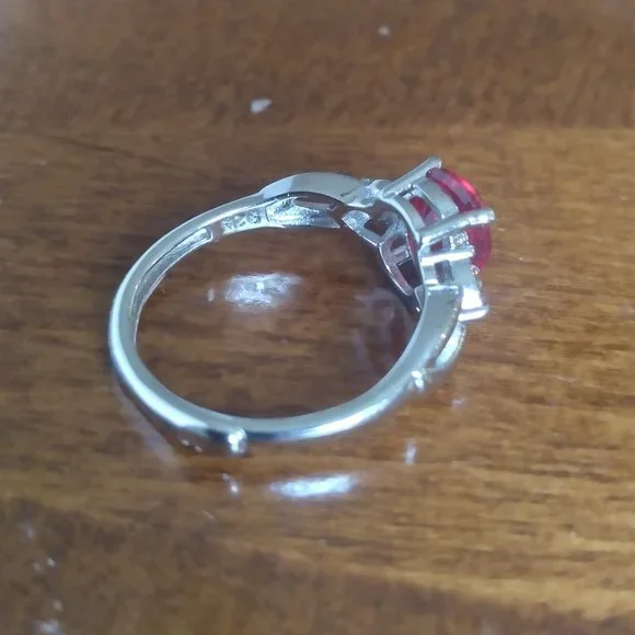 SOLD ON DIFFERENT PLATFORM .925 silver Lab Created Ruby Ring - Picture 4 of 6